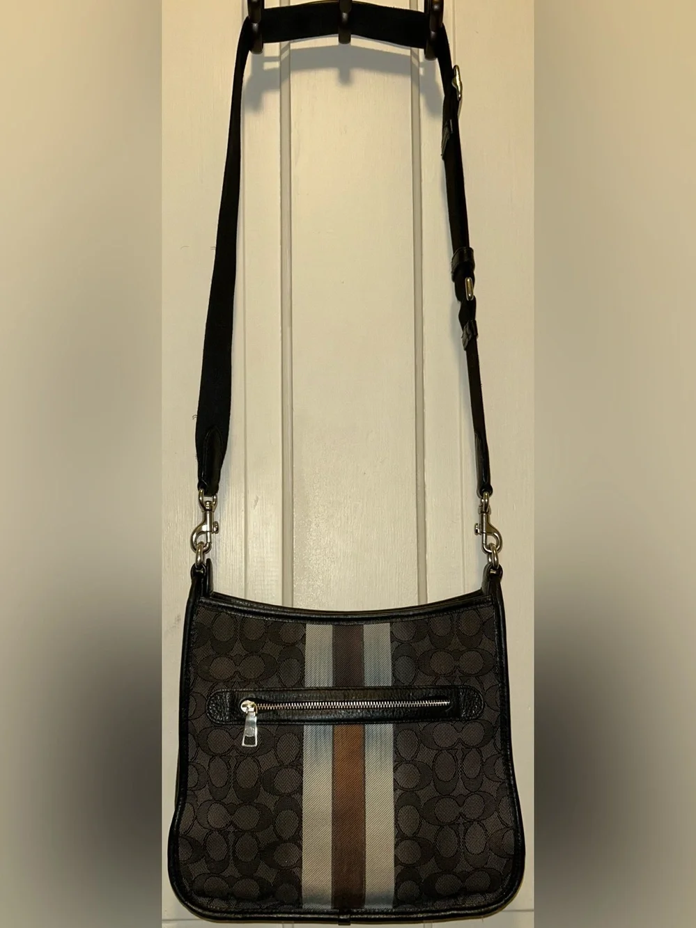 Coach Dempsey File Bag CA195 Signature Jacquard Stripe Crossbody